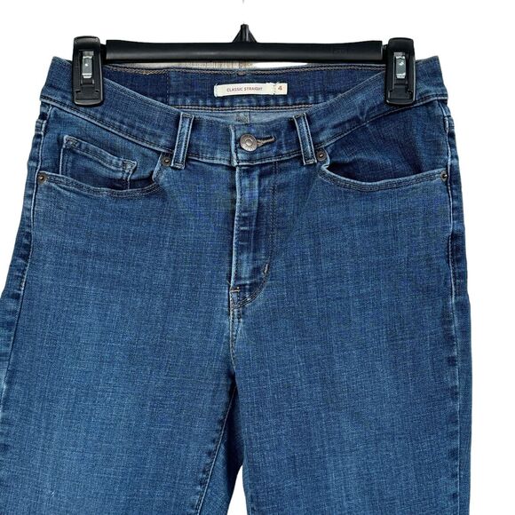 Levi’s Womens SZ 4 Classic Straight Jeans Mid-Rise Stretch Pockets Medium Wash - Picture 2 of 12